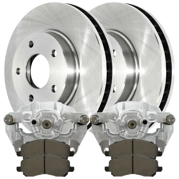 Front Brake Calipers Semi Metallic Pads Rotors Kit, Driver and Passenger Side - Part # BCPKG00055