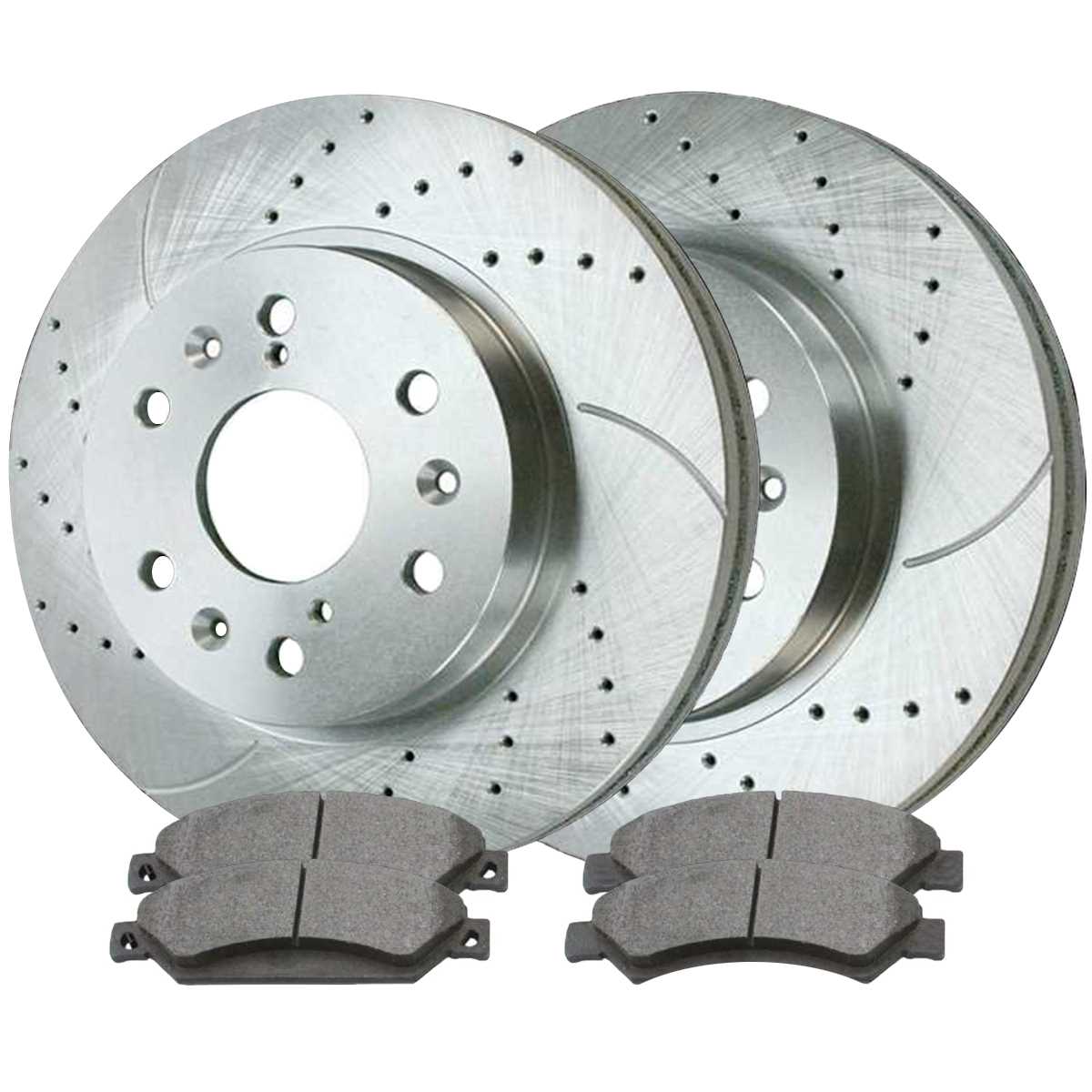 Auto Shack PERF651241160 Front Drilled and Slotted Brake Rotors and Performance Ceramic Pads