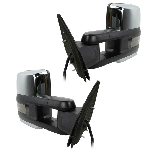 Side View Power Mirror Tow Folding Gloss Chrome Set of 2, Driver and Passenger Side - Part # KAP8255C07EASHSM3PR
