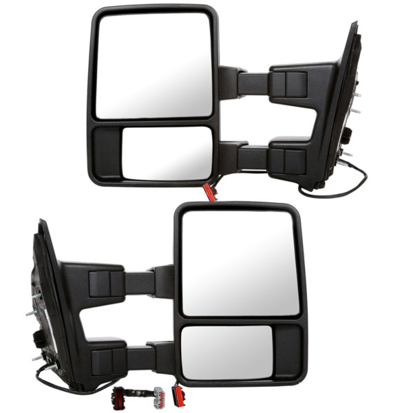 Driver and Passenger Side View Power Mirrors Tow Folding Textured Black Set of 2 - Part # KAPFO1320342PR