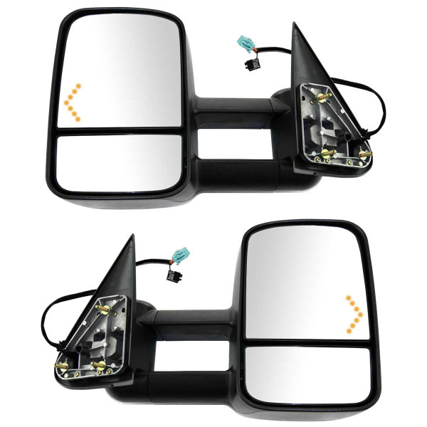 Driver and Passenger Side View Power Mirrors Tow Folding Textured Black Set of 2 - Part # KAPGM1320355PR