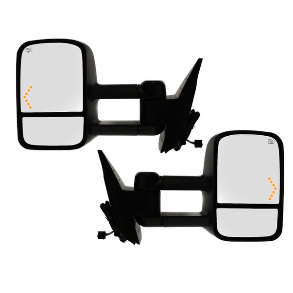 Driver and Passenger Tow Mirror Power Textured Black Manual Folding Set of 2 - Part # KAPGM1320444PR