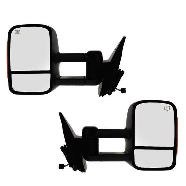 Driver and Passenger Tow Mirror Power Textured Black Manual Folding Set of 2 - Part # KAPGM1320444SSPR