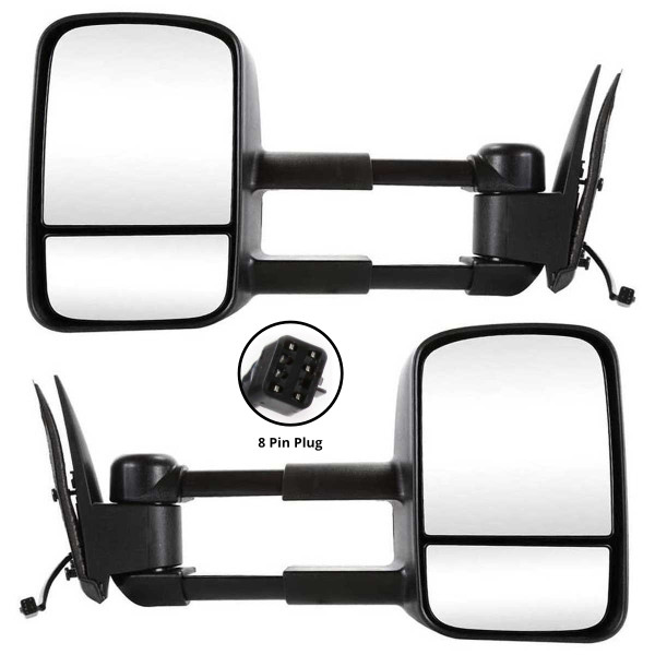 Driver and Passenger Side View Power Mirrors Tow Folding Textured Black Set of 2 - Part # KAPGM1321411PR