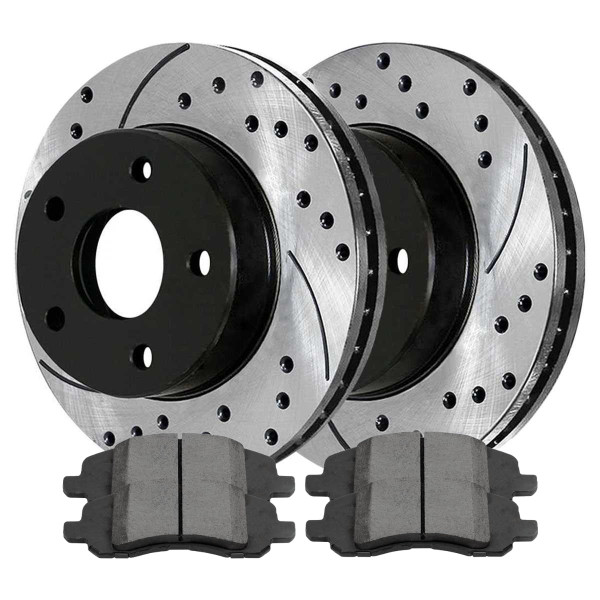 New Front Drilled Slotted Brake Rotors and Performance Pads - Part # PCD1285PR63039