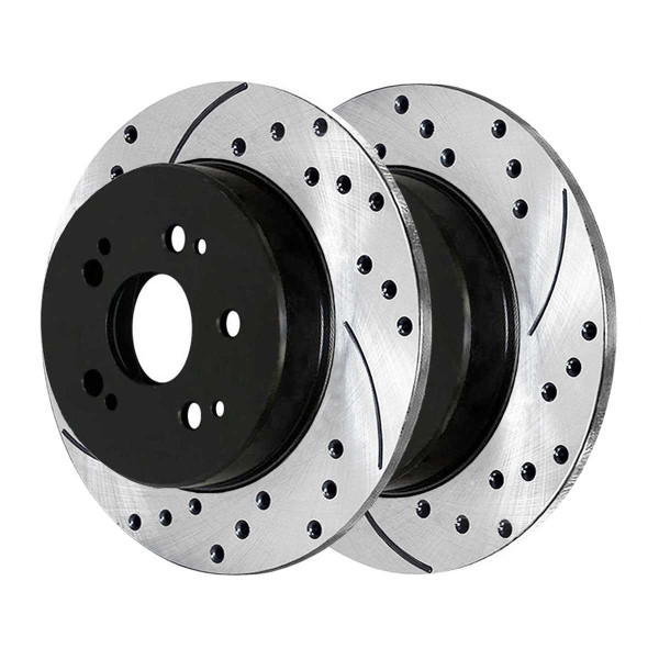Rear Performance Drilled and Slotted Brake Rotor Pair 4 Wheel Disc - Part # PR41247LR
