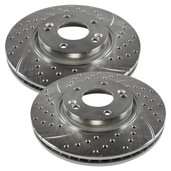 Front Pair of Performance Silver Drilled Slotted Rotors - Part # PR41429DSZPR