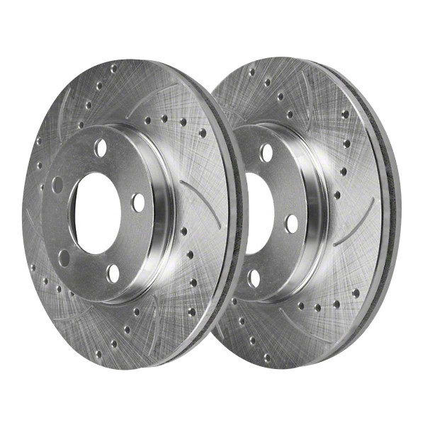 Rear Drilled Slotted Brake Rotors Silver Set of 2 Driver and Passenger Side - Part # PR64133DSZPR