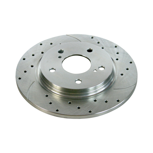 Rear Drilled Slotted Disc Brake Rotors Silver Set of 2, Driver and Passenger - Part # PR65161DSZPR