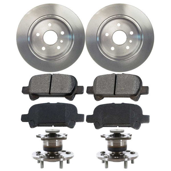 [Rear Set] 2 Brake Rotors & 1 Set Ceramic Brake Pads & 2 Wheel Hub Bearing Assemblies - Part # RHBBK0022