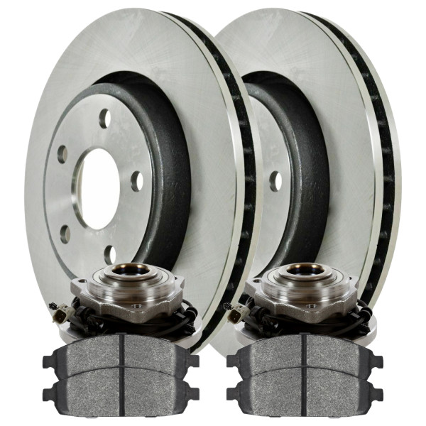 Front Wheel Bearing Hub Assembly Brake Rotors Ceramic Pads Kit Driver and Passenger Side - Part # RHBBK0104