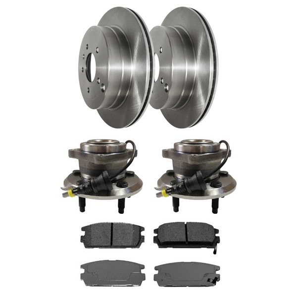 Rear Wheel Bearing Hub Assembly Brake Rotors Ceramic Pads Kit Driver and Passenger Side - Part # RHBBK0465