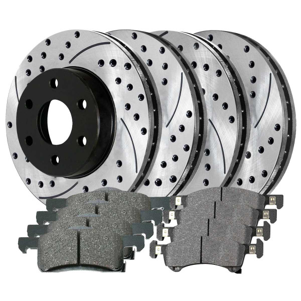 Front and Rear Ceramic Brake Pad and Performance Rotor Bundle - Part # SCD934PR64101