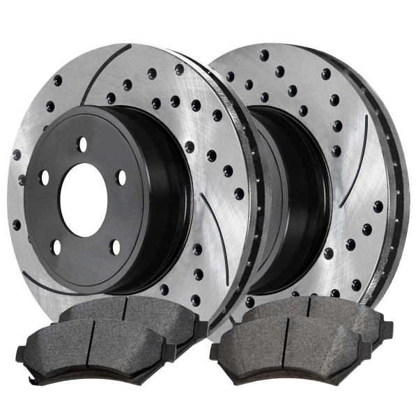 Front Ceramic Brake Pad and Performance Rotor Bundle 11.92 Inch Rotor Diameter 5 Stud - Part # SCDPR6503665036699
