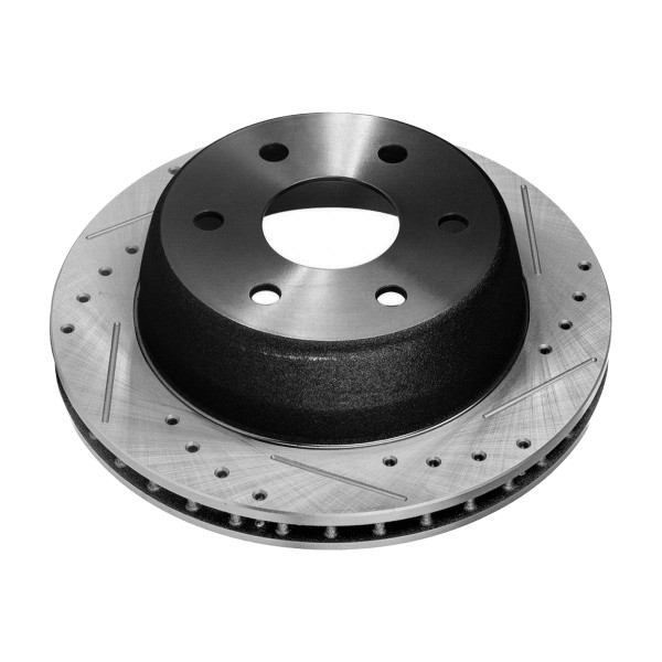 Rear Performance Drilled Slotted Brake Rotors Black and Semi Metallic Pads Kit, Driver and Passenger Side - Part # SMKPR6508665086834